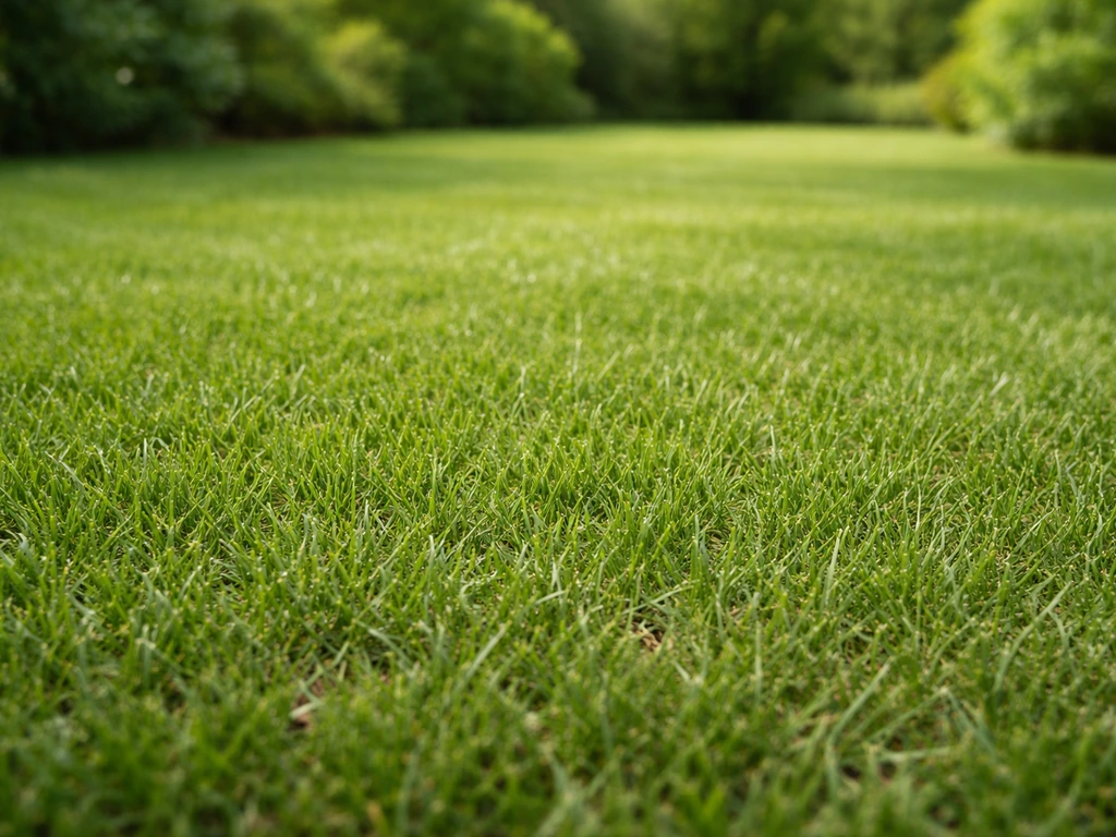 Pelouse fraîchement tondue, brins d’herbe courts et uniformes, prête pour une application de peinture
