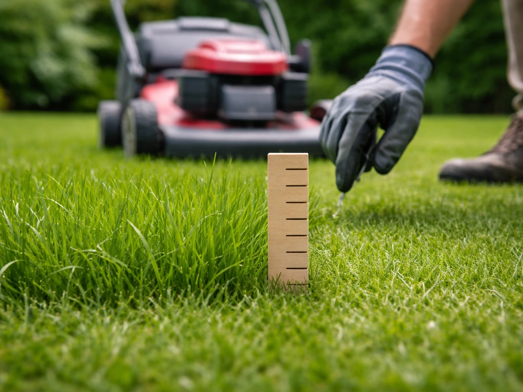 Comparaison avant/après de hauteur de tonte : brins d’herbe courts et longs, coupe mesurée au jardin.