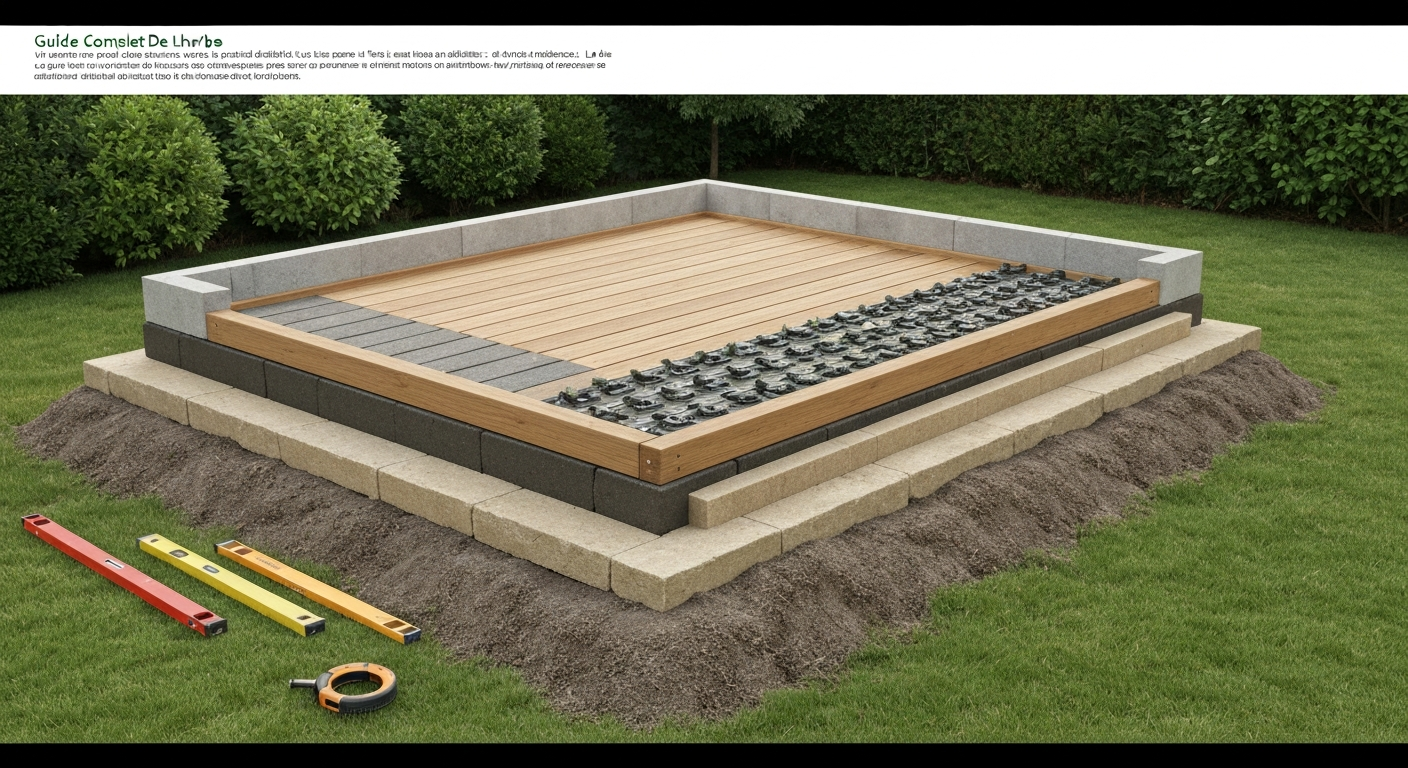 Terrasse sur plot sur herbe, guide pas à pas, choix et coûts